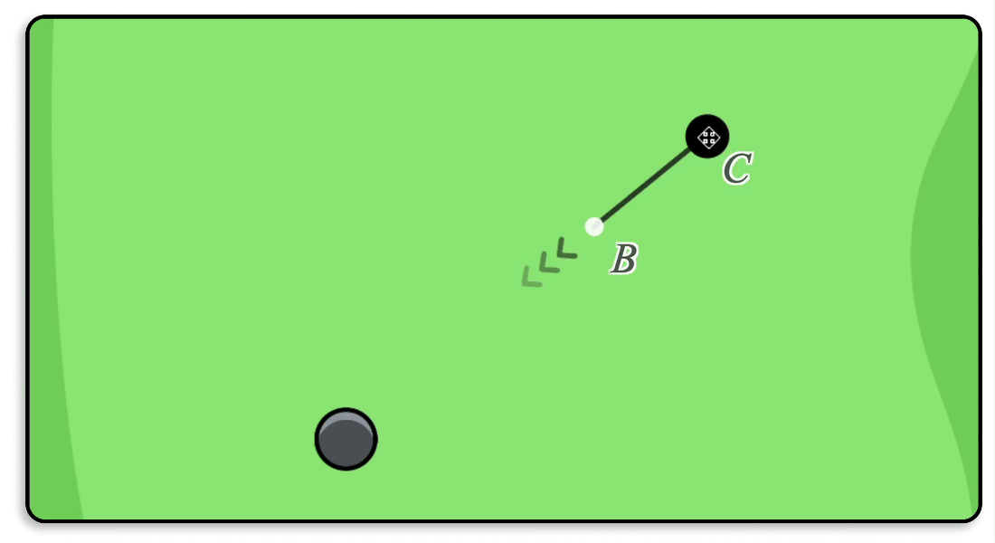 A golf ball being shot at the golf hole.