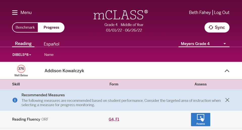 mCLASS progress monitoring